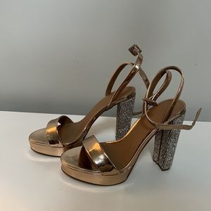 New Rose Gold Rhinestone Heels Size 8